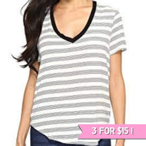 VOLCOM》Lived In》Loose Fitting V-Neck Tee Striped - Picture 1 of 6